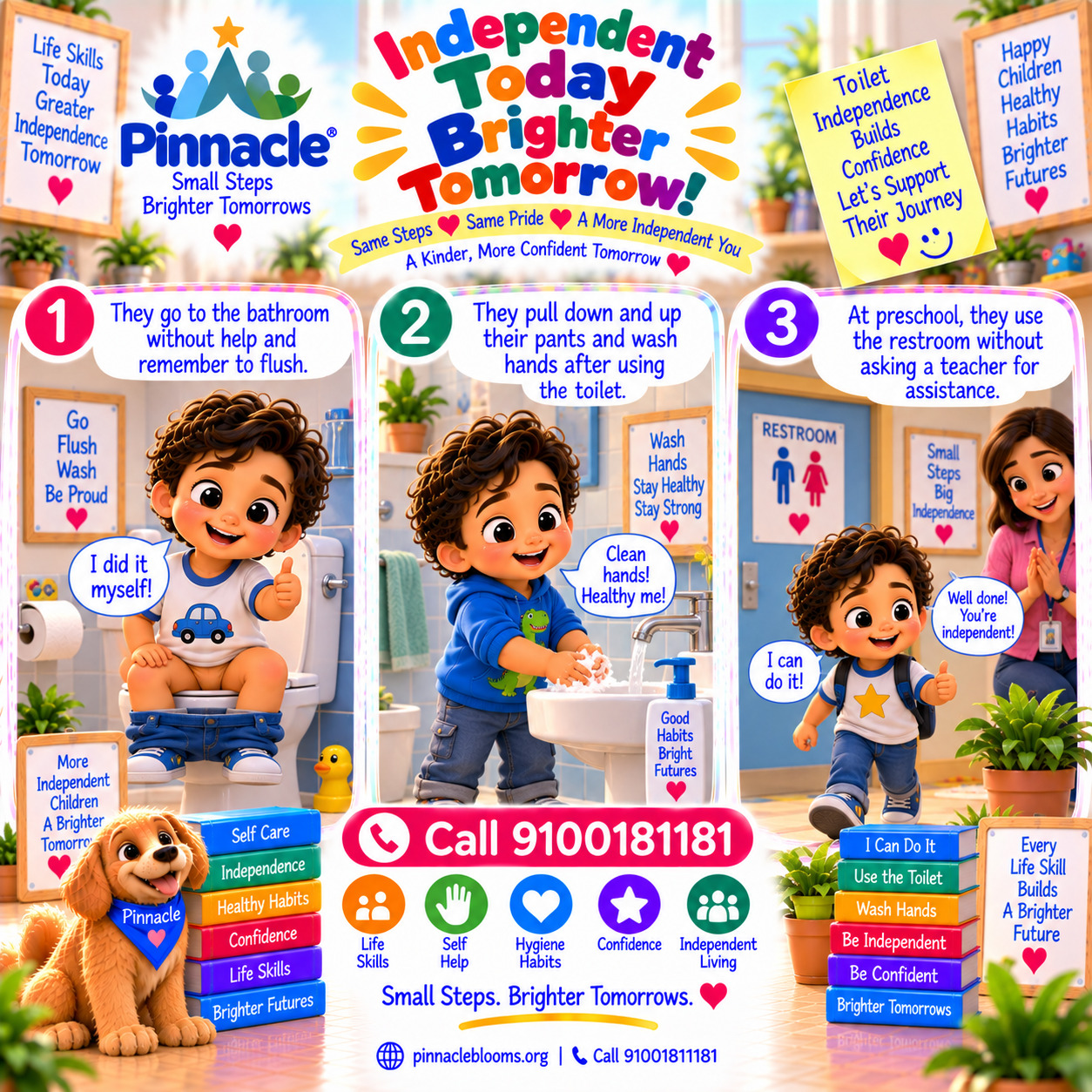 Question illustration accompanying: Can the child use the toilet independently?