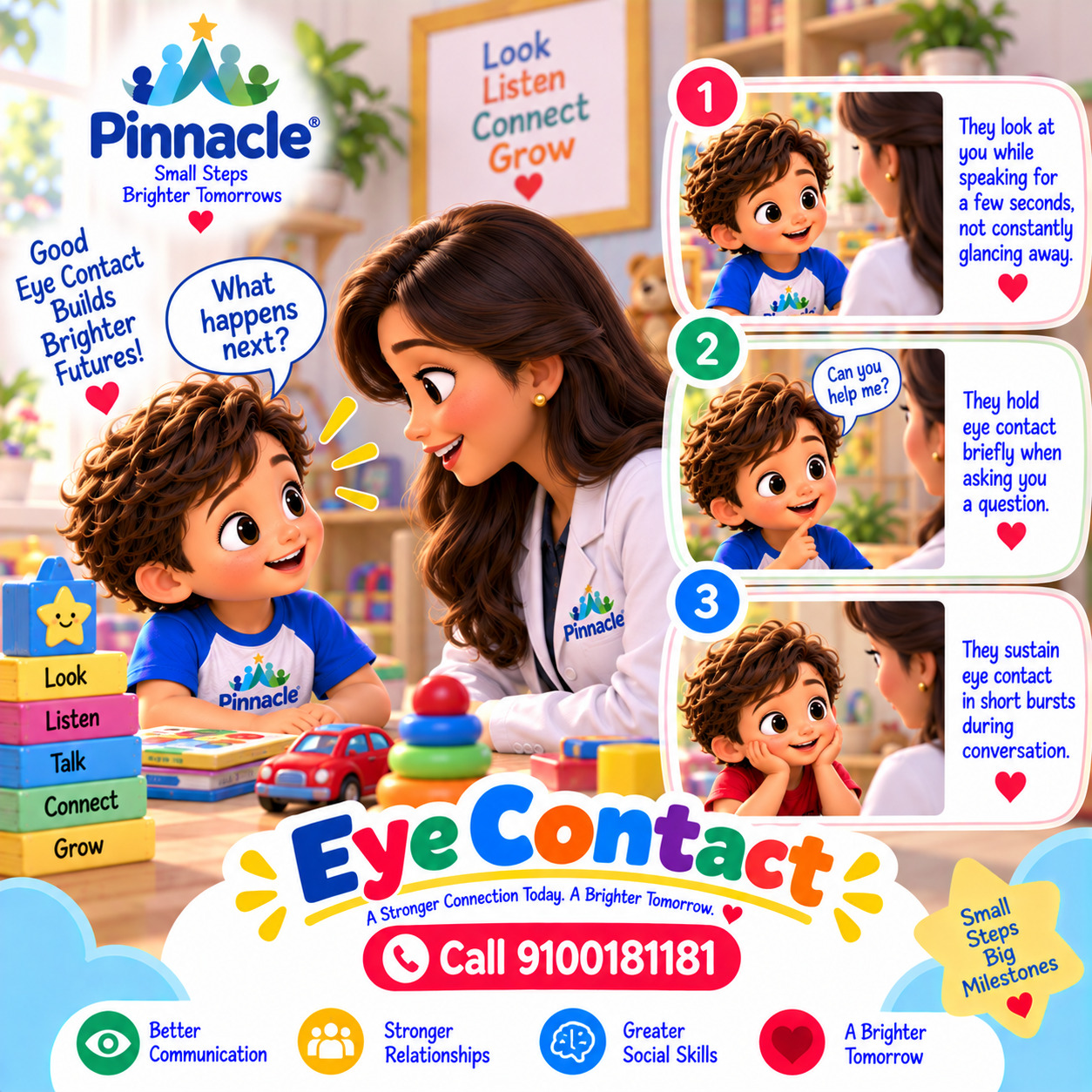 Question illustration accompanying: Can the child maintain eye contact?