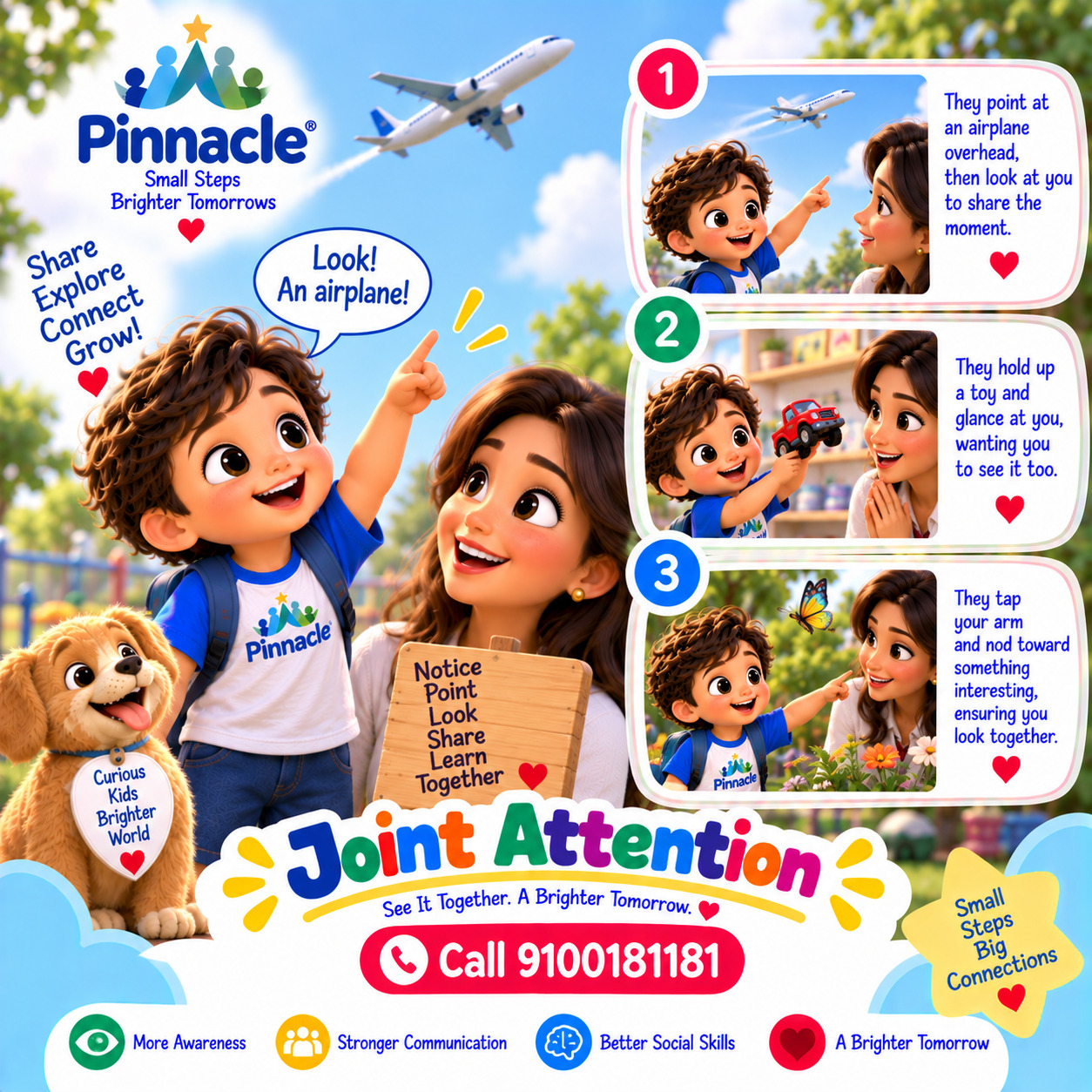 Question illustration accompanying: Does the child show joint attention?