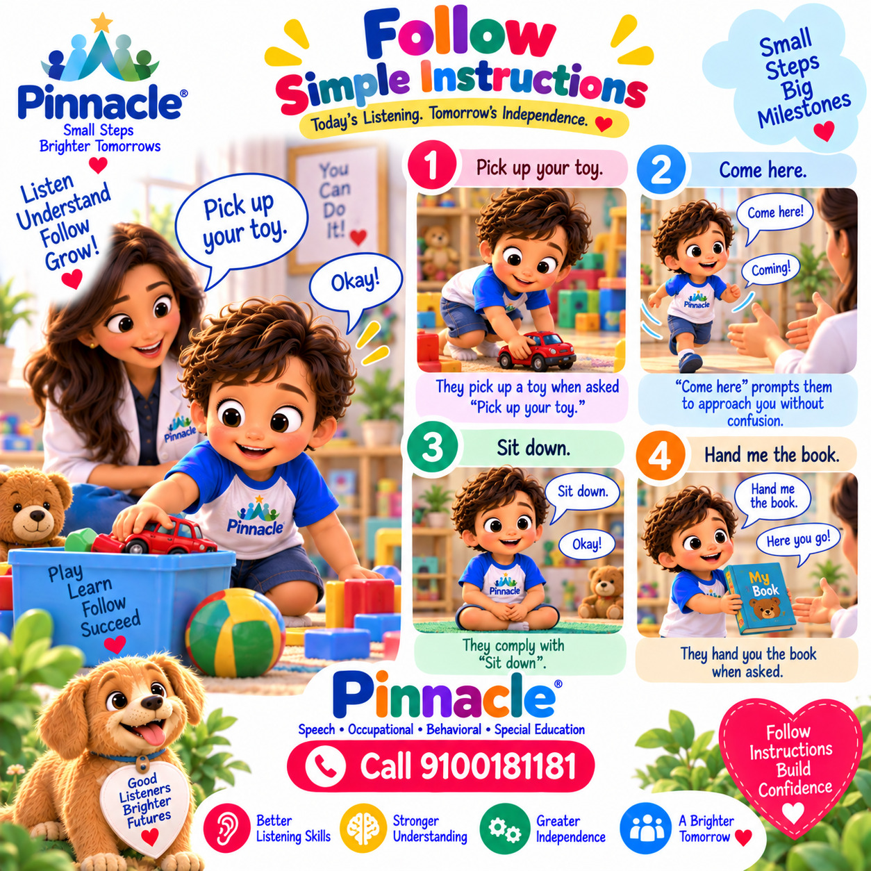 Question illustration accompanying: Can the child follow simple instructions?