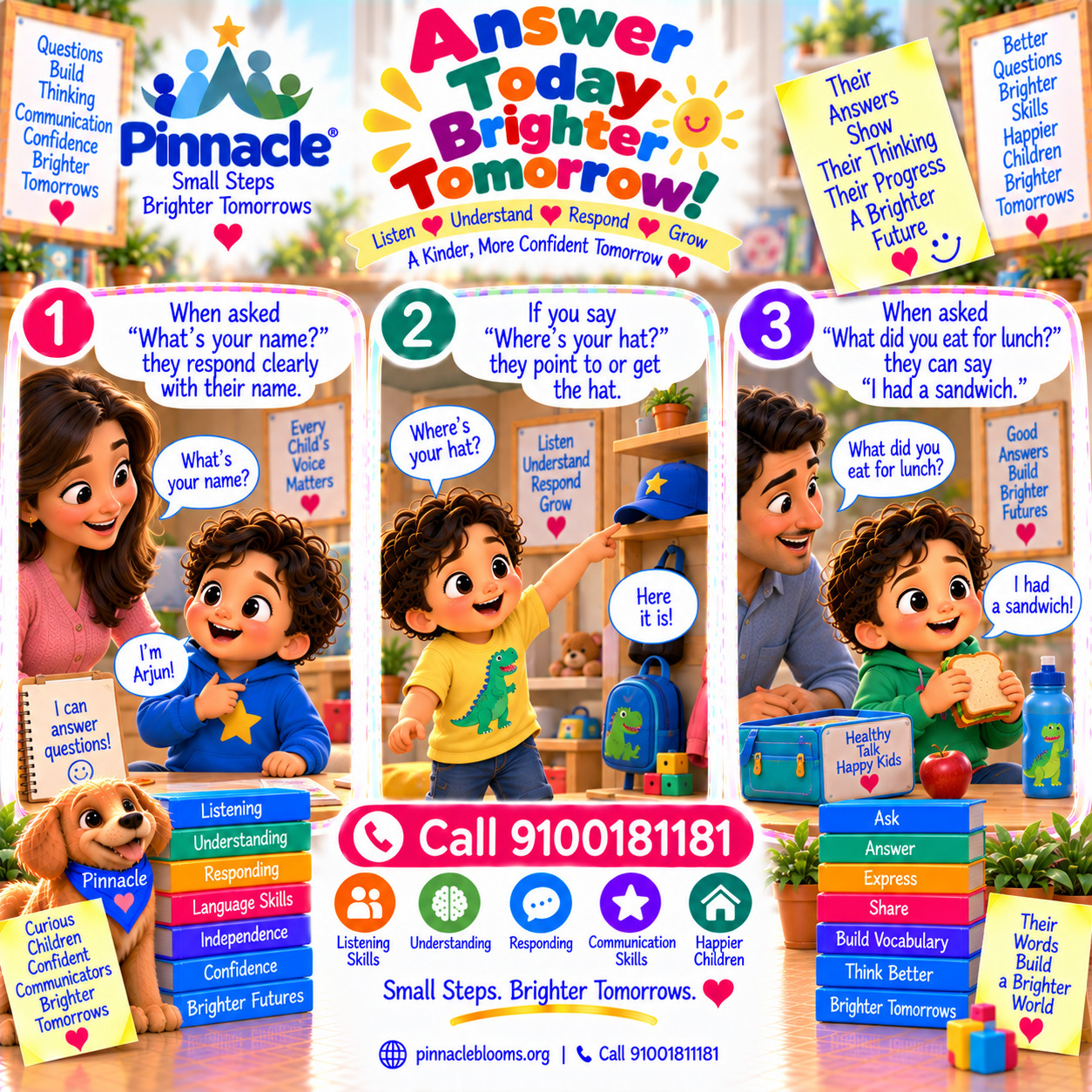 Question illustration accompanying: Can the child answer questions?