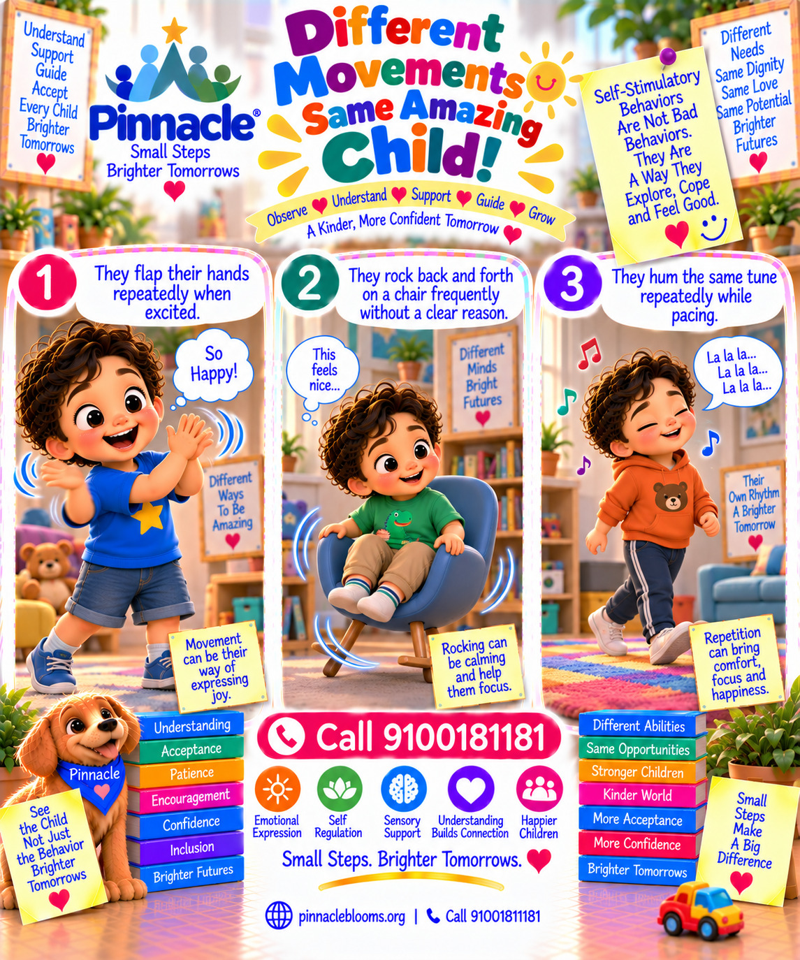 Question illustration accompanying: Does the child exhibit self-stimulatory behavior?
