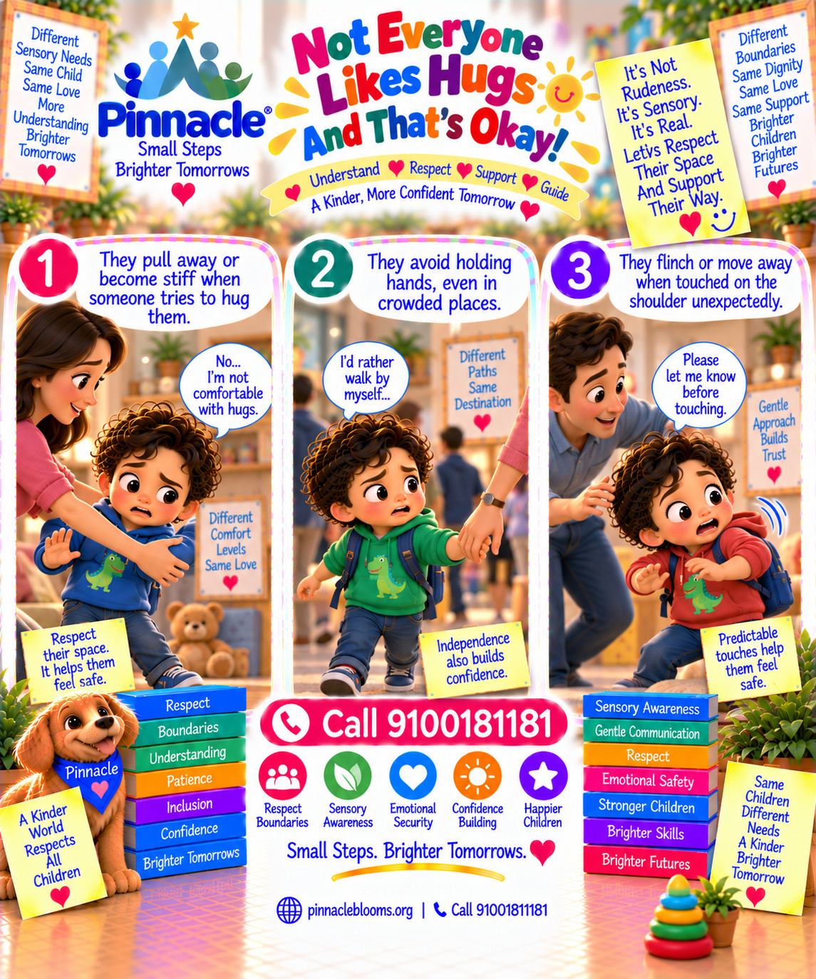 Question illustration accompanying: Does the child avoid physical contact?
