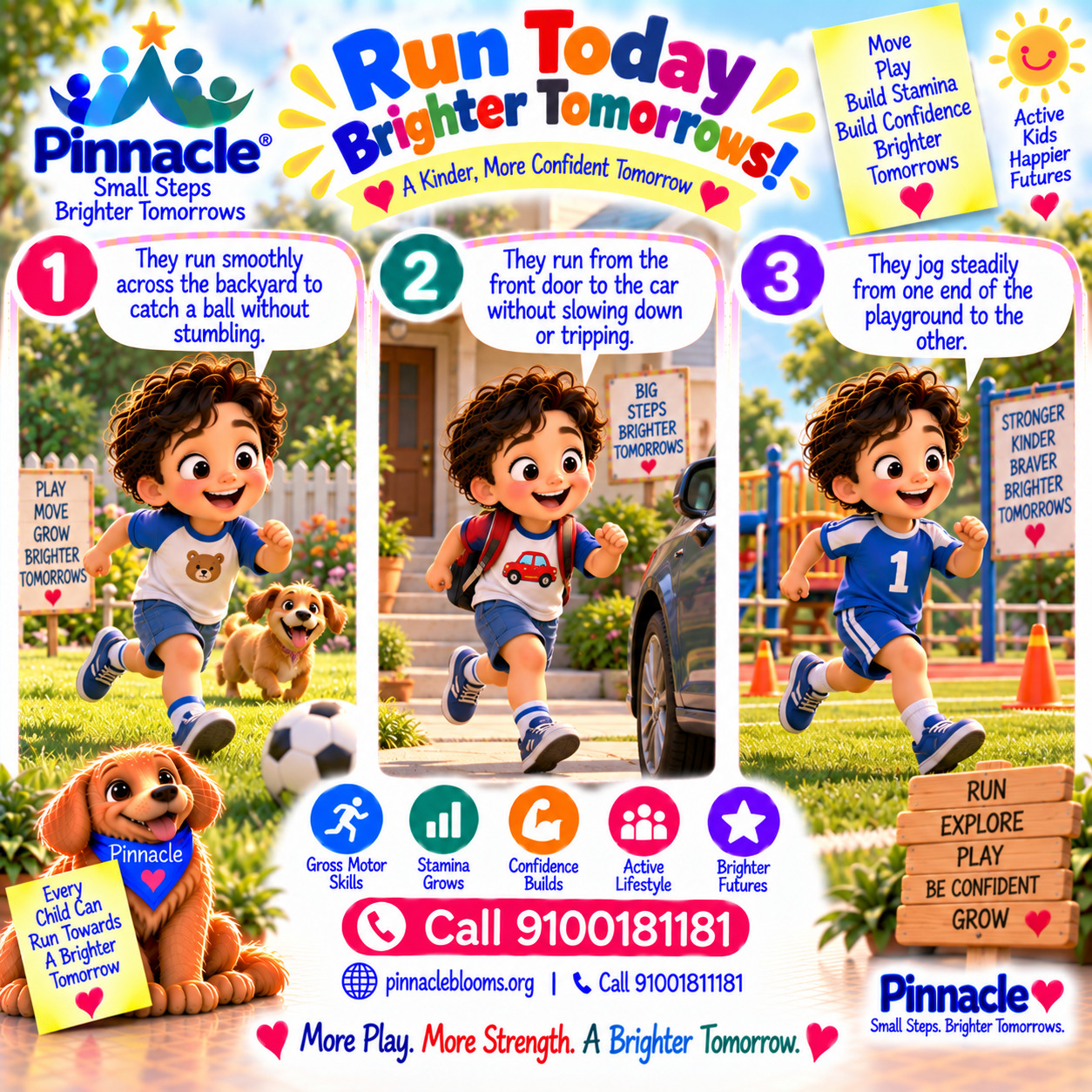 Question illustration accompanying: Running: Is the child able to run steadily across short distances?