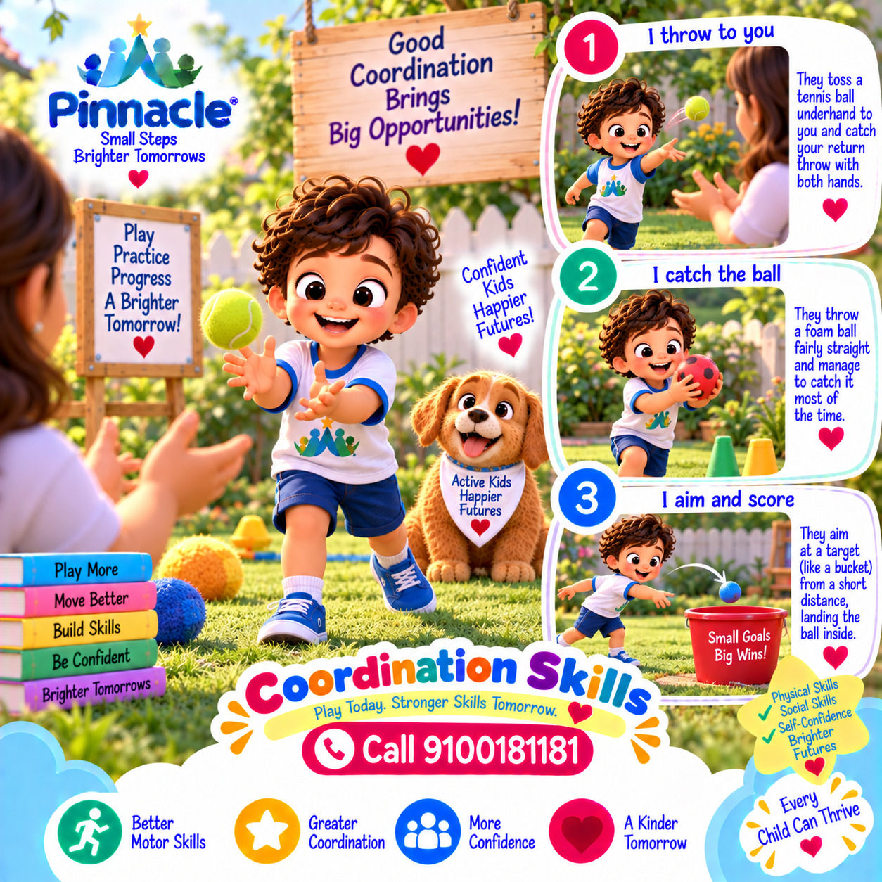 Question illustration accompanying: Coordination: Can the child throw and catch a small ball with accuracy?