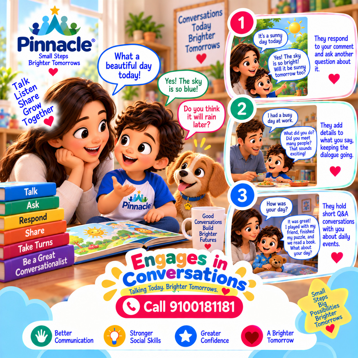 Question illustration accompanying: Can the child engage in back-and-forth conversations?