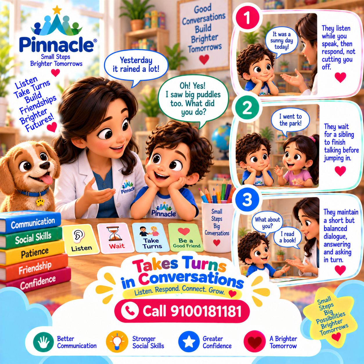 Question illustration accompanying: Can the child take turns during conversations?