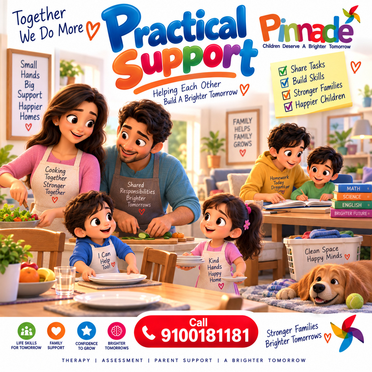 Question illustration accompanying: Practical Support : Do family members help each other with daily tasks (e.g., chores, childcare)?