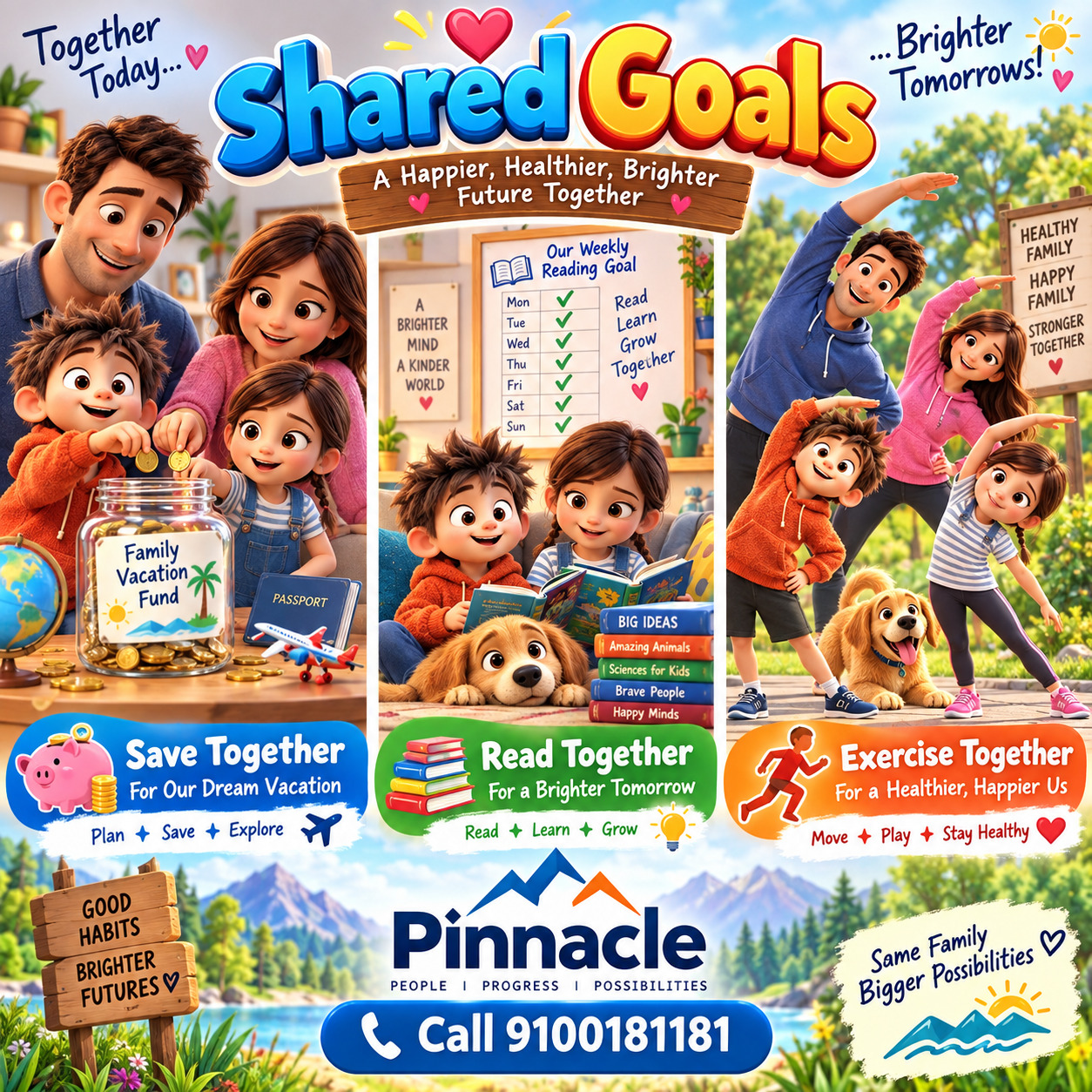 Question illustration accompanying: Goal Setting : Does the family set and work toward shared goals (e.g., education, savings, travel)?