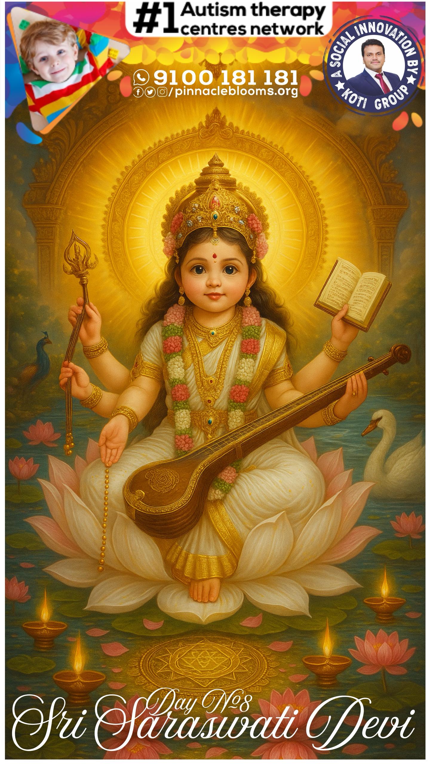 🌸 Day 8 – Navratri Blessings of Sri Saraswati Devi Amma 🌸